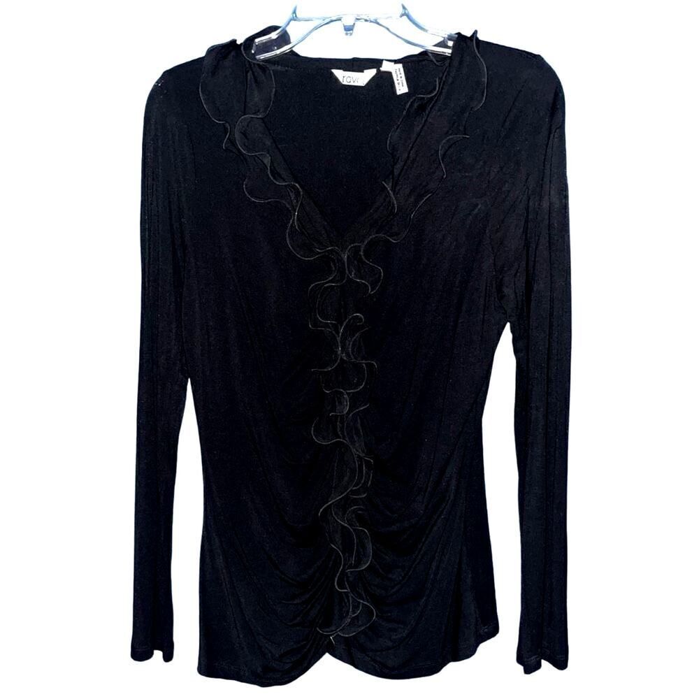 Ravel‎ black ruffle long sleeve blouse NWT small